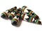 5 35mm Vintage Painted White Black and Red Teardrop Peruvian Clay Beads